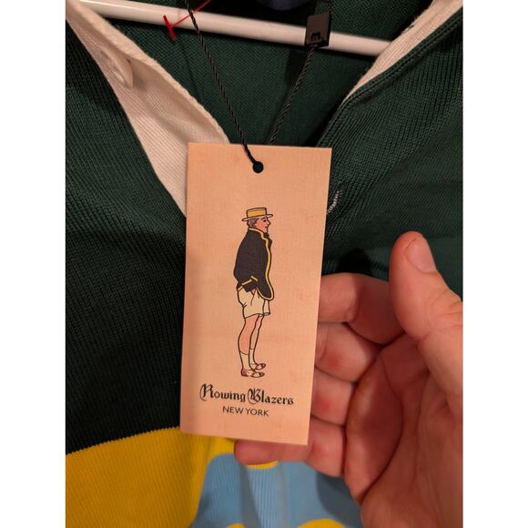 NWT Rowing Blazers Striped Rugby Shirt Green Yellow Blue S - Picture 4 of 10